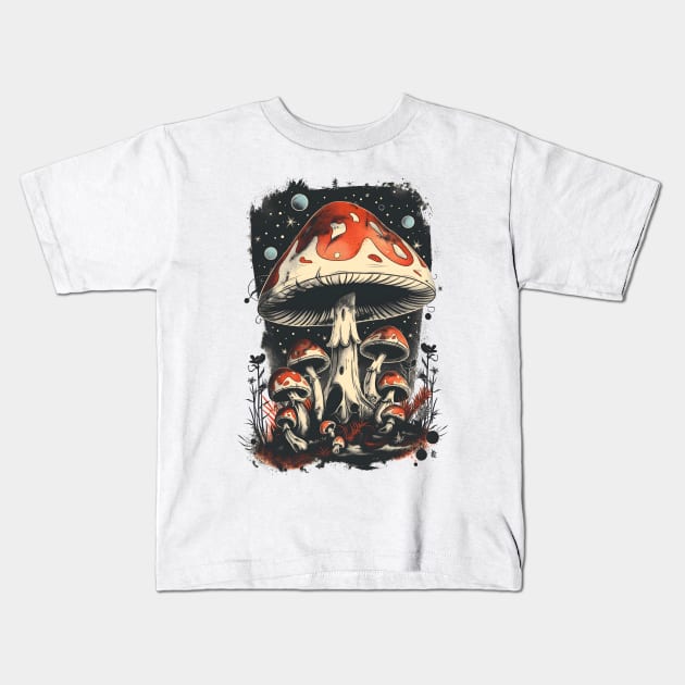 Mushroom Family Kids T-Shirt by Bear Face Studios